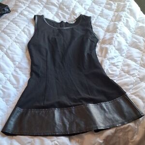 My Tribe Black Tunic with Leather Trim